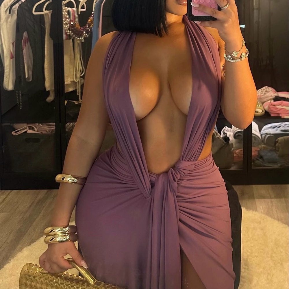 Chic Asymmetrical Mauve Dress